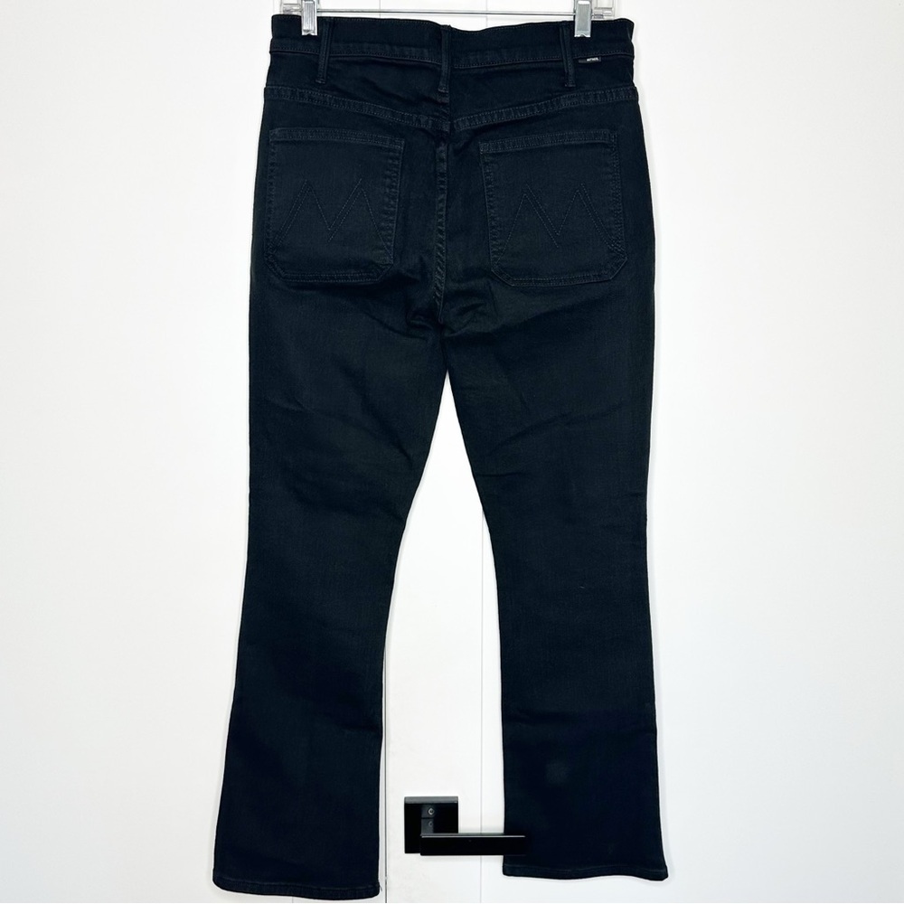 MOTHER Patch Pocket Insider Ankle Mid-Rise Crop Flare Jeans 30 10 black pitch - Picture 8 of 15